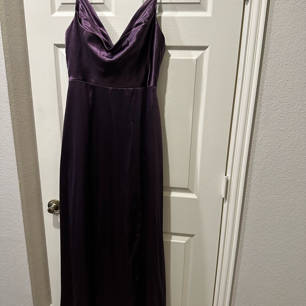 Azazie Plum Sarella Satin Dress